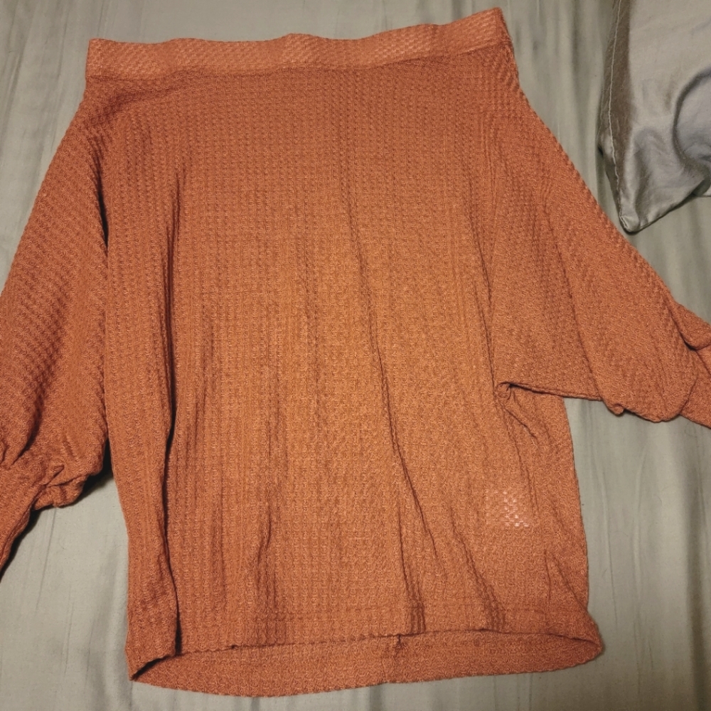 Chuanqi Off The Shoulder Sweater, Small, Orange-red